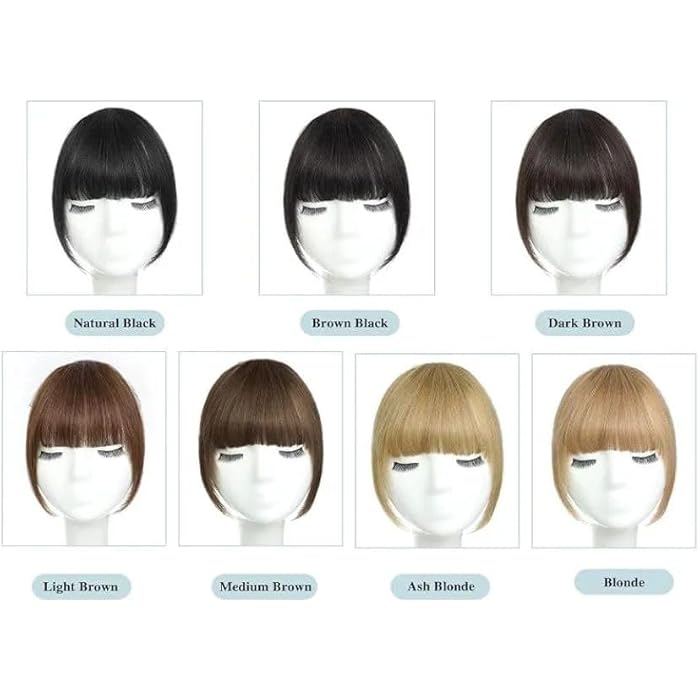 DILLARDS French Straight Front Extension Side Bangs Clip On Forehead Cover Up Double Ends 1 Piece Dark Brown - Image 3